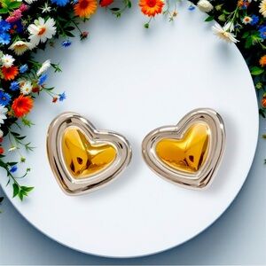 New Pendants Gold Plated & Silver Heart Earrings Vintage Style